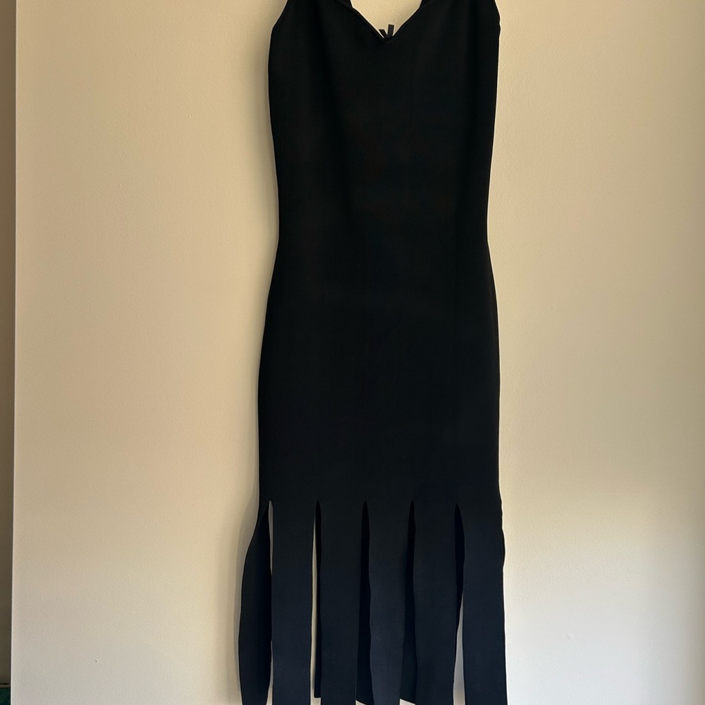 Chic Black Dress with Unique Hem - Picture 4 of 5